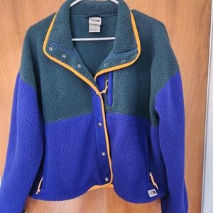 The North Face Women's Green and Blue Teddy Jacket